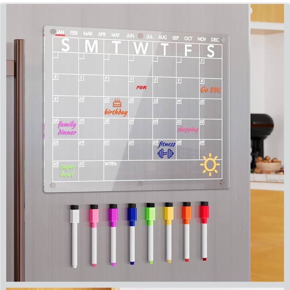 New Magnetic Dry Erase Calendar Board with Markers